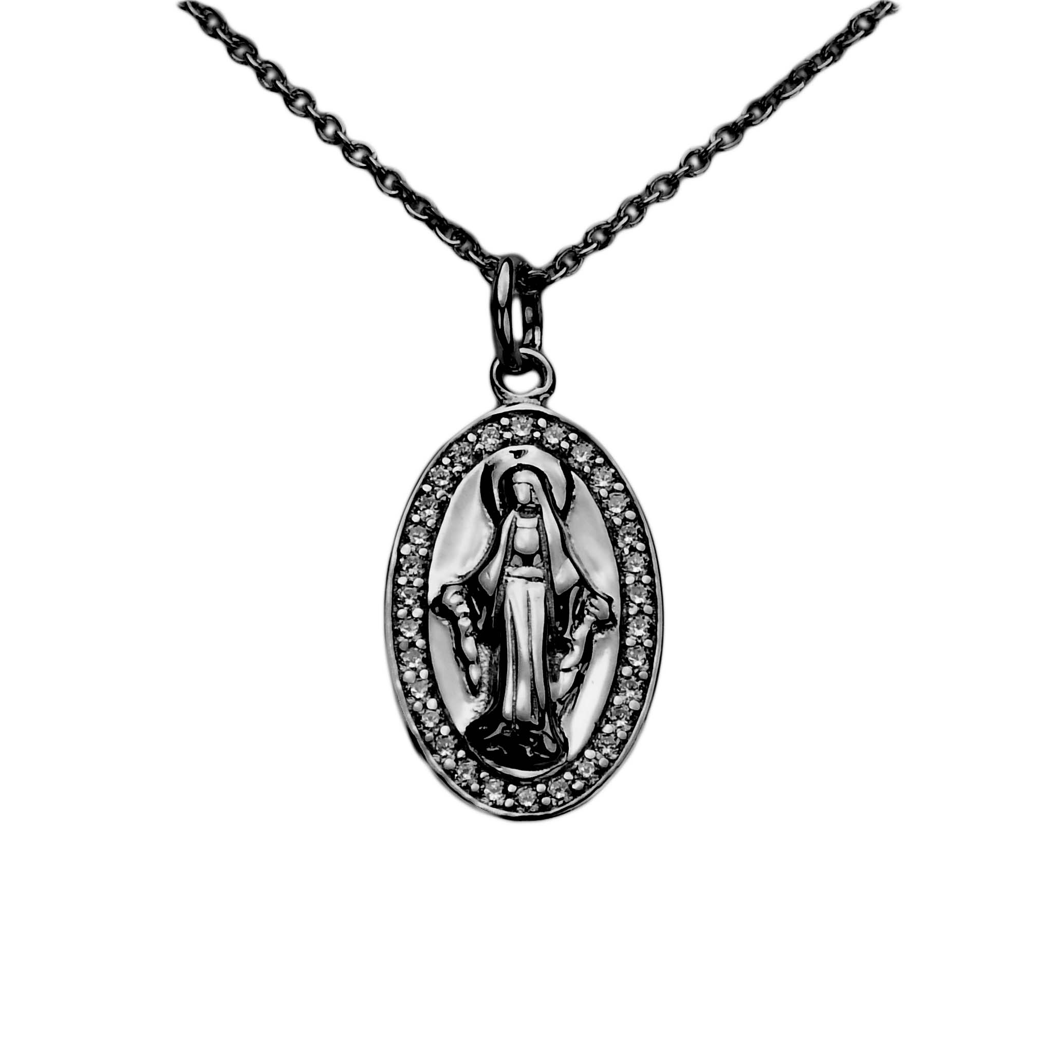 Ratius Kette mit Madonna Silber rutheniert