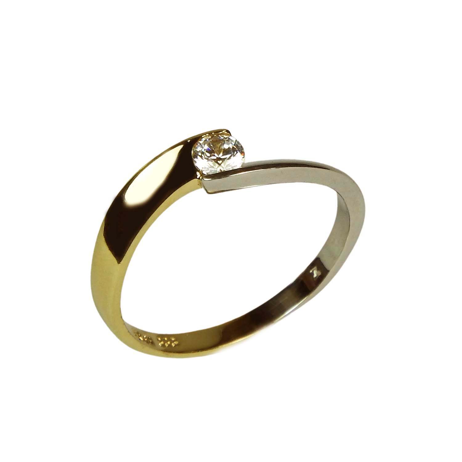 Damenring Gelbgold und Weißgold 333/000 mit Zirkonia