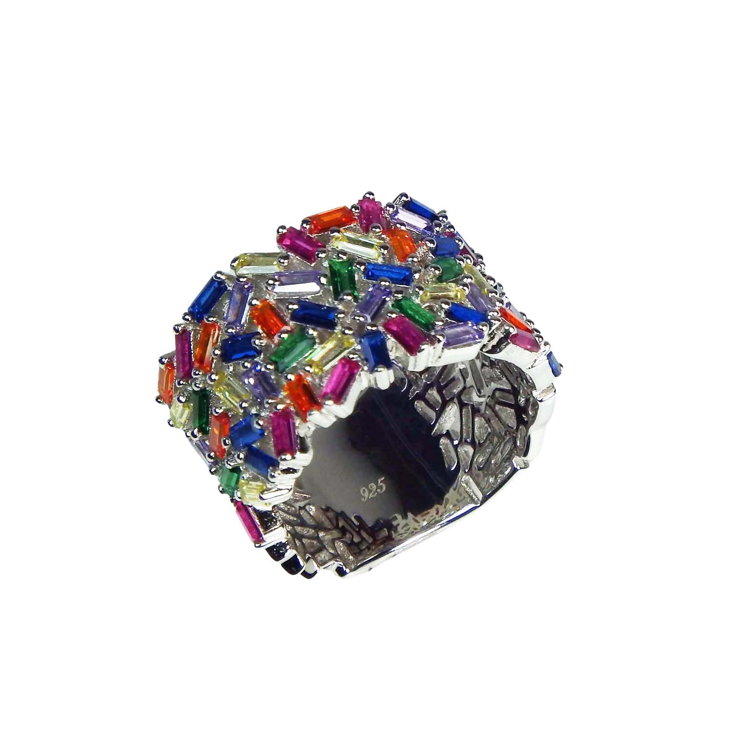 Damenring Sterlingsilber mit bunten Zirkonia