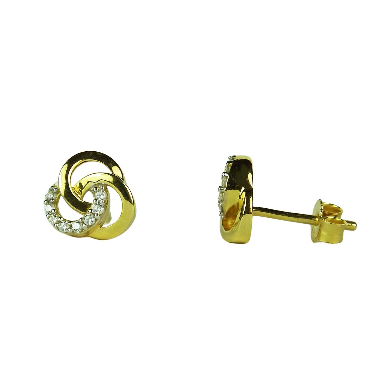 Ohrstecker Gelbgold und Weißgold 585/000 mit Zirkonia Knotenform