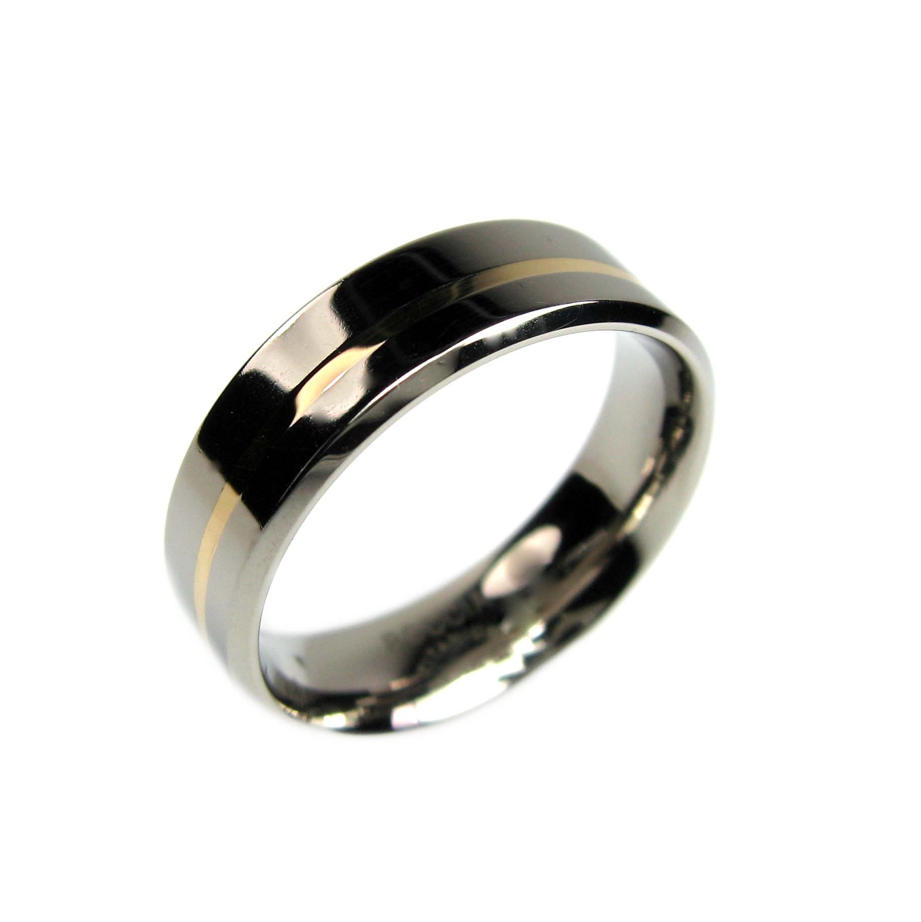 Nickelfreier Boccia Ring Titan mit Gold 585/000 reduziert