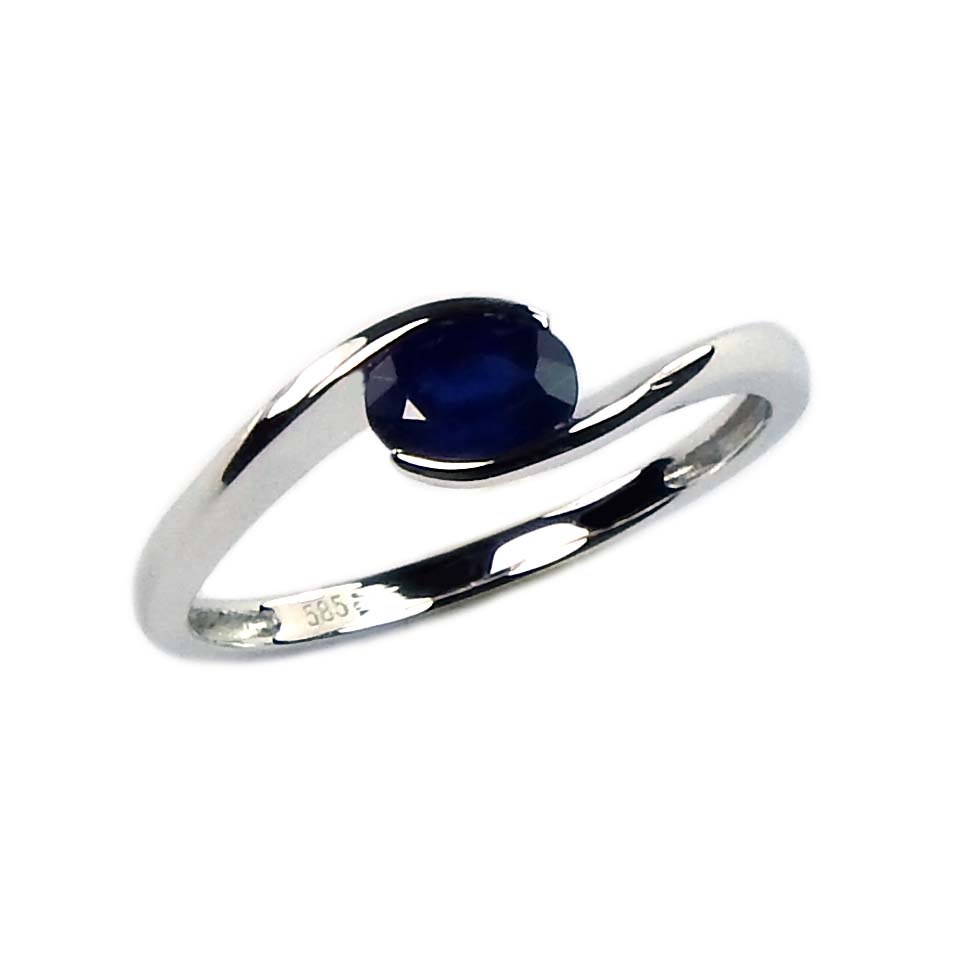 Damenring Weißgold 585/000 mit Safir