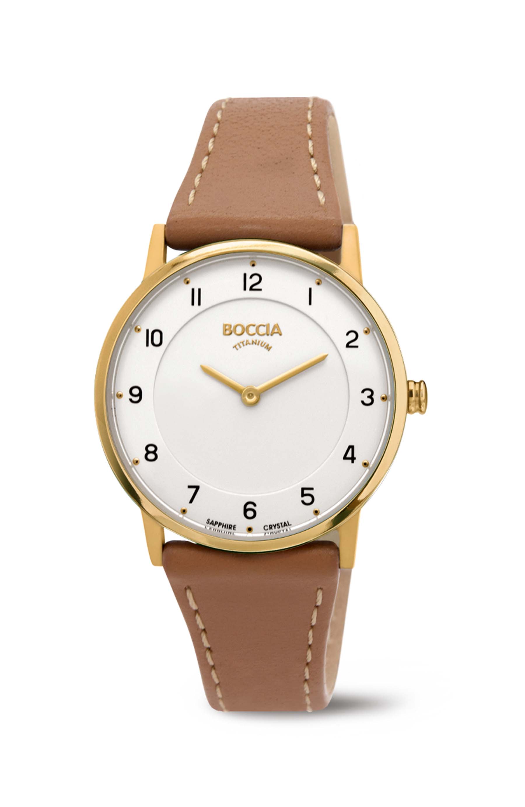 Boccia nickelfreie Damenuhr Quartz Titan gelb goldplattiert