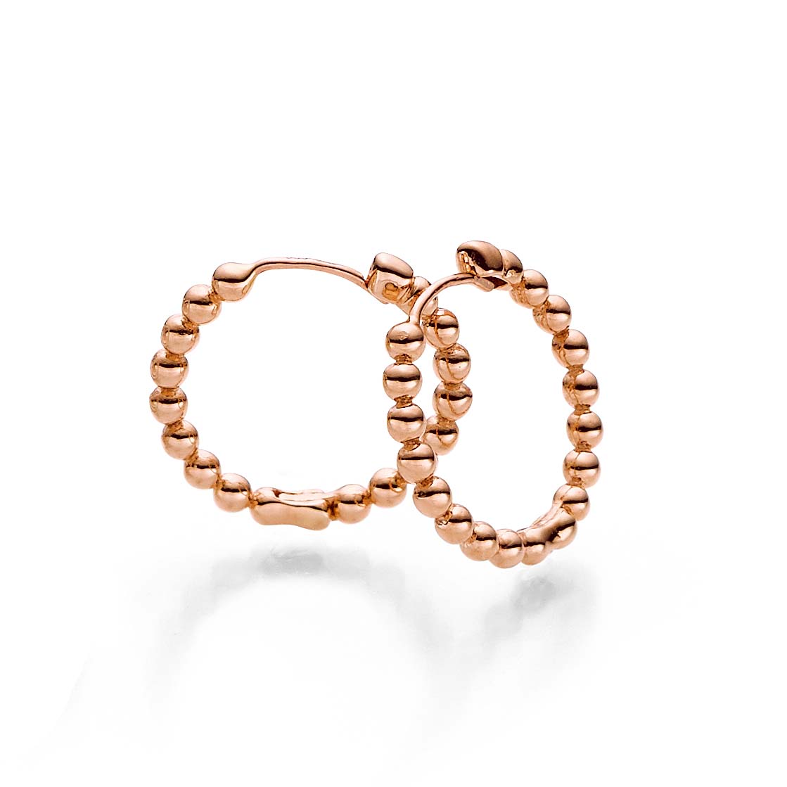 Creolen Roségold 585/000 Ohrringe Rotgold mit Kügelchen