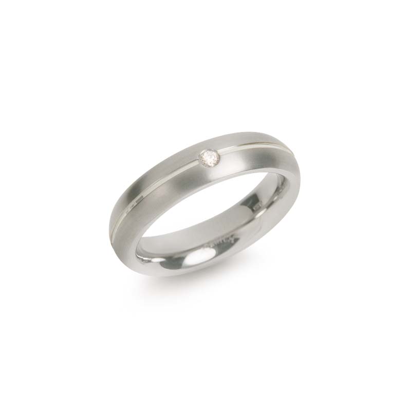 Nickelfreier Boccia Diamantring Titan 0,03 ct. Brillant