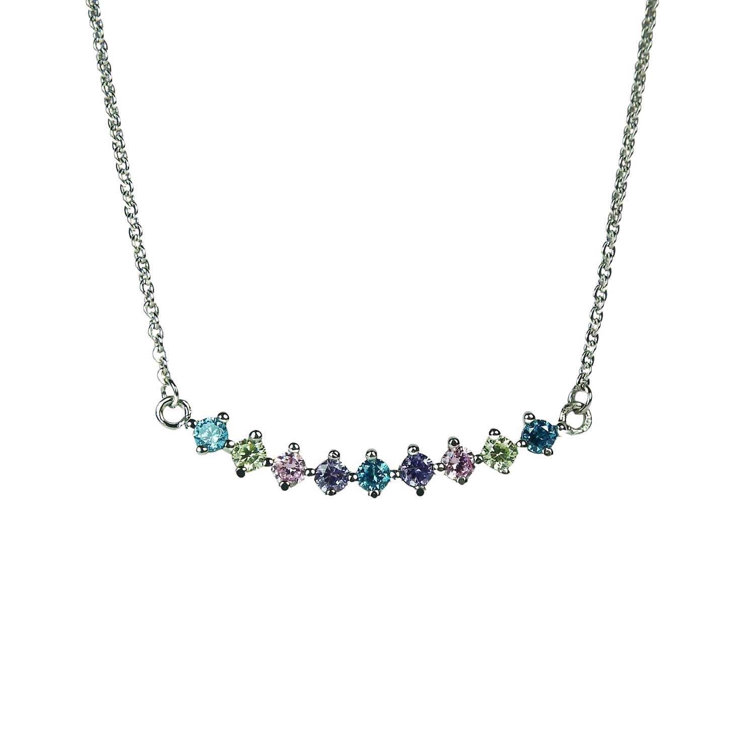 Halskette Sterlingsilber mit farbigen Zirkonia