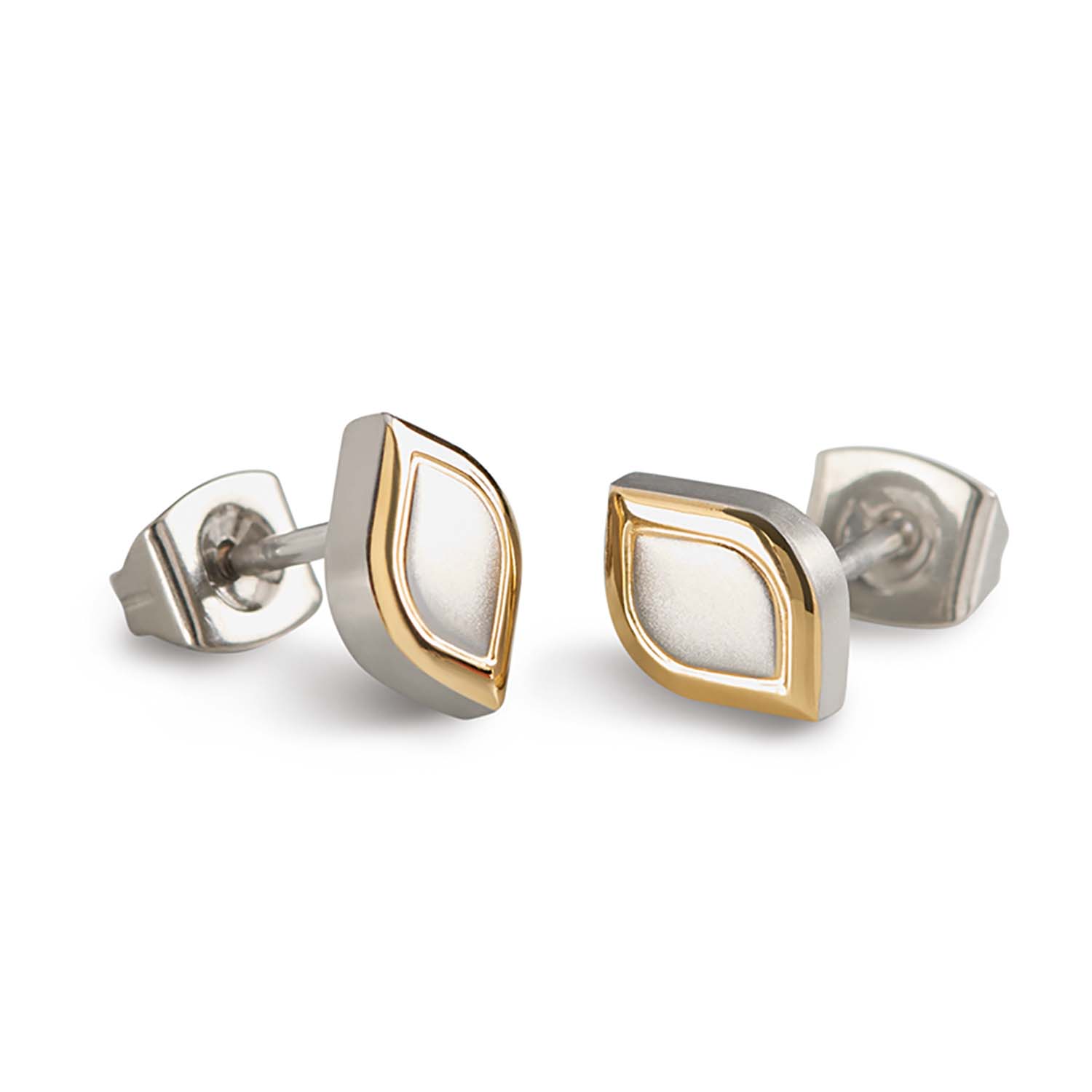 Nickelfreie Boccia Ohrstecker Tulip Titan bicolor goldplattiert