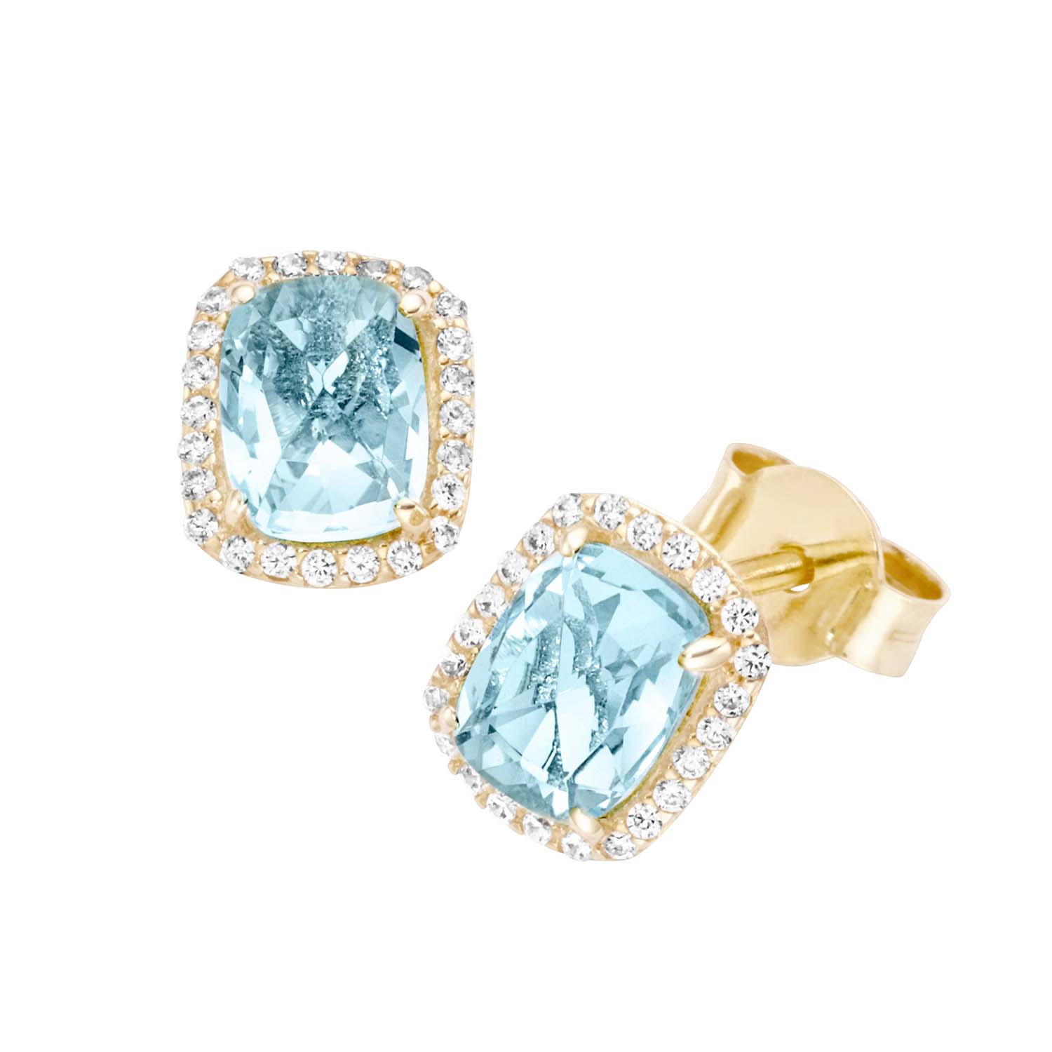 Ohrstecker mit Blautopasen und Zirkonia Gelbgold 375/000