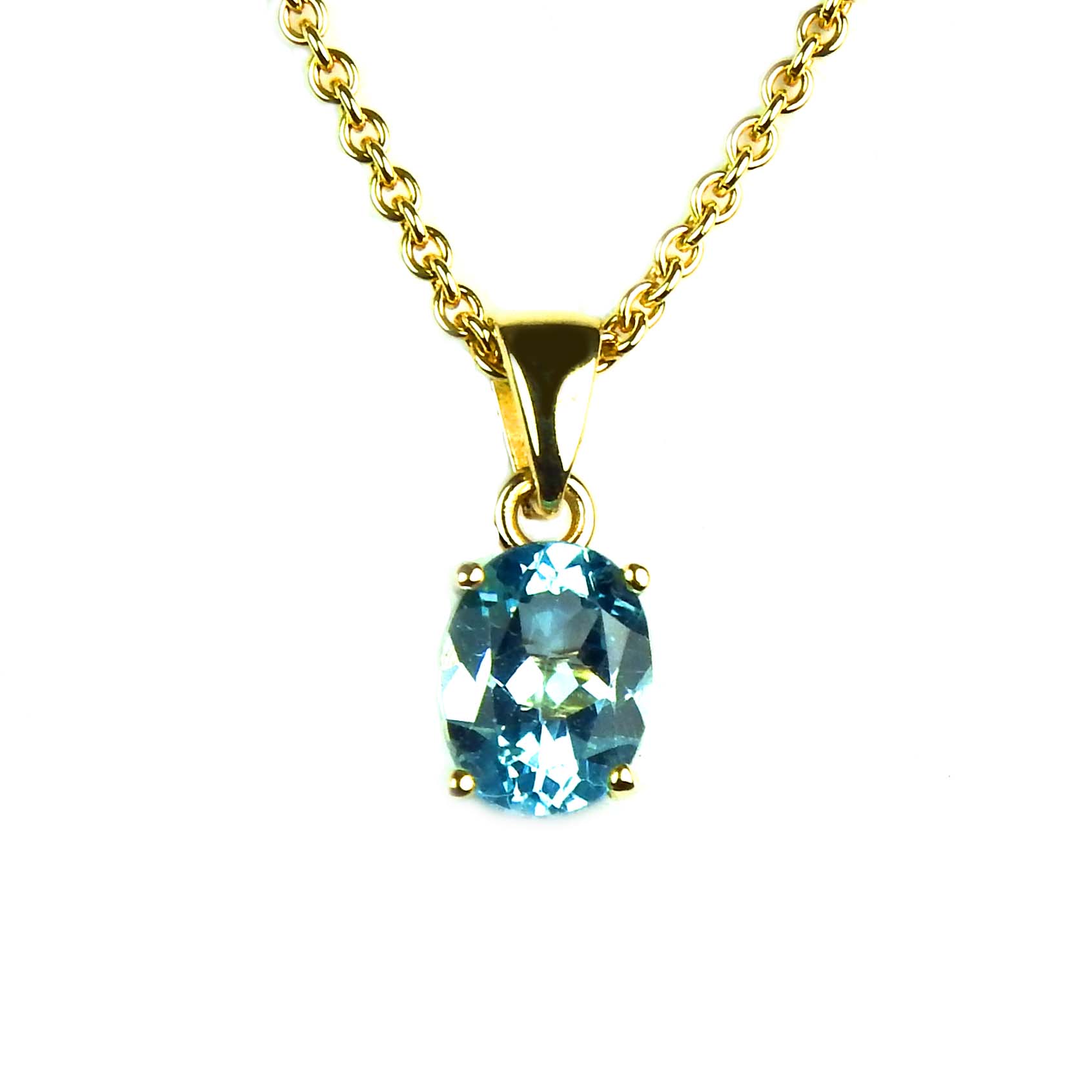 Anhänger Gelbgold 333/000 mit ovalem Blautopas Blautopasanhänger Gold