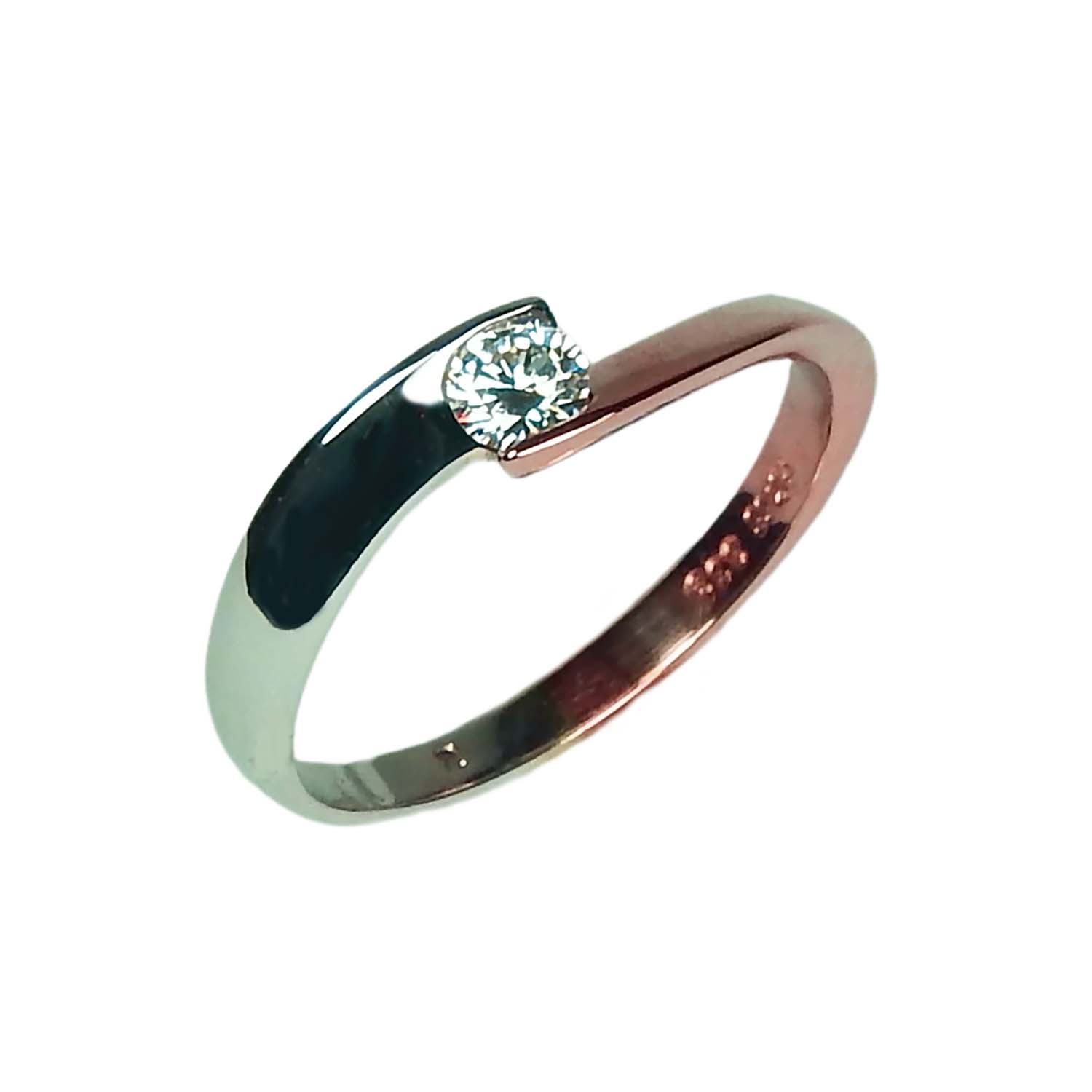 Damenring Roségold und Weißgold 333/000 mit Zirkonia