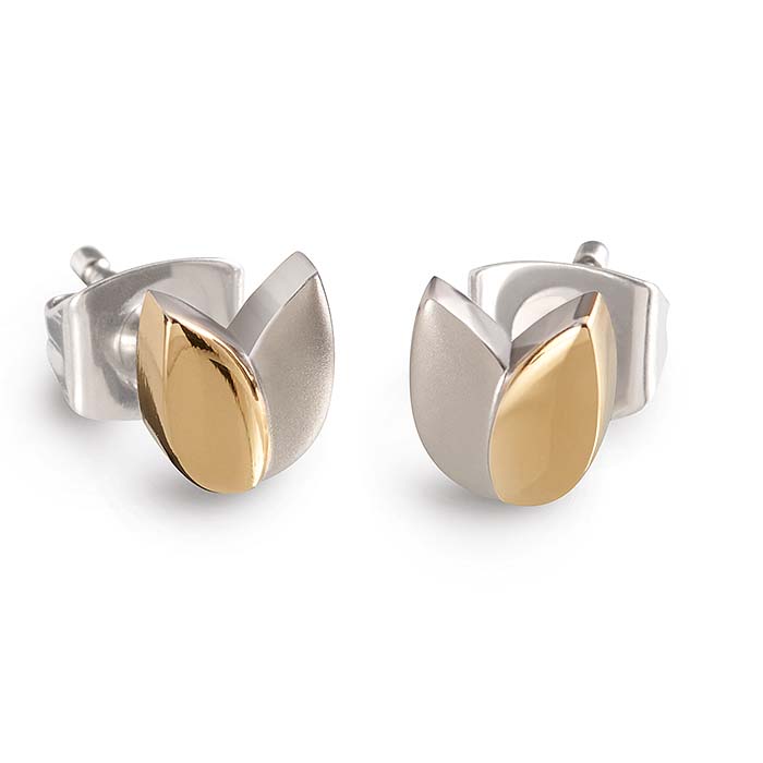 Nickelfreie Boccia Ohrstecker aus goldplattiertem Titan Titanohrringe
