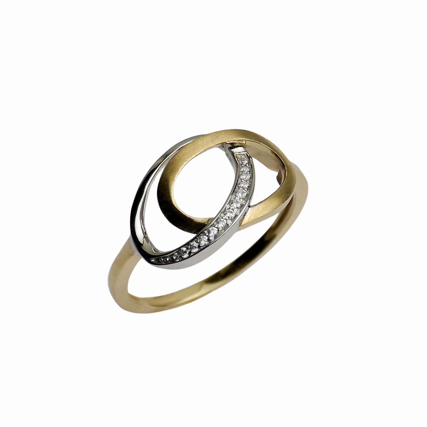 Zirkoniaring bicolor Gelbgold und Weißgold 333/000