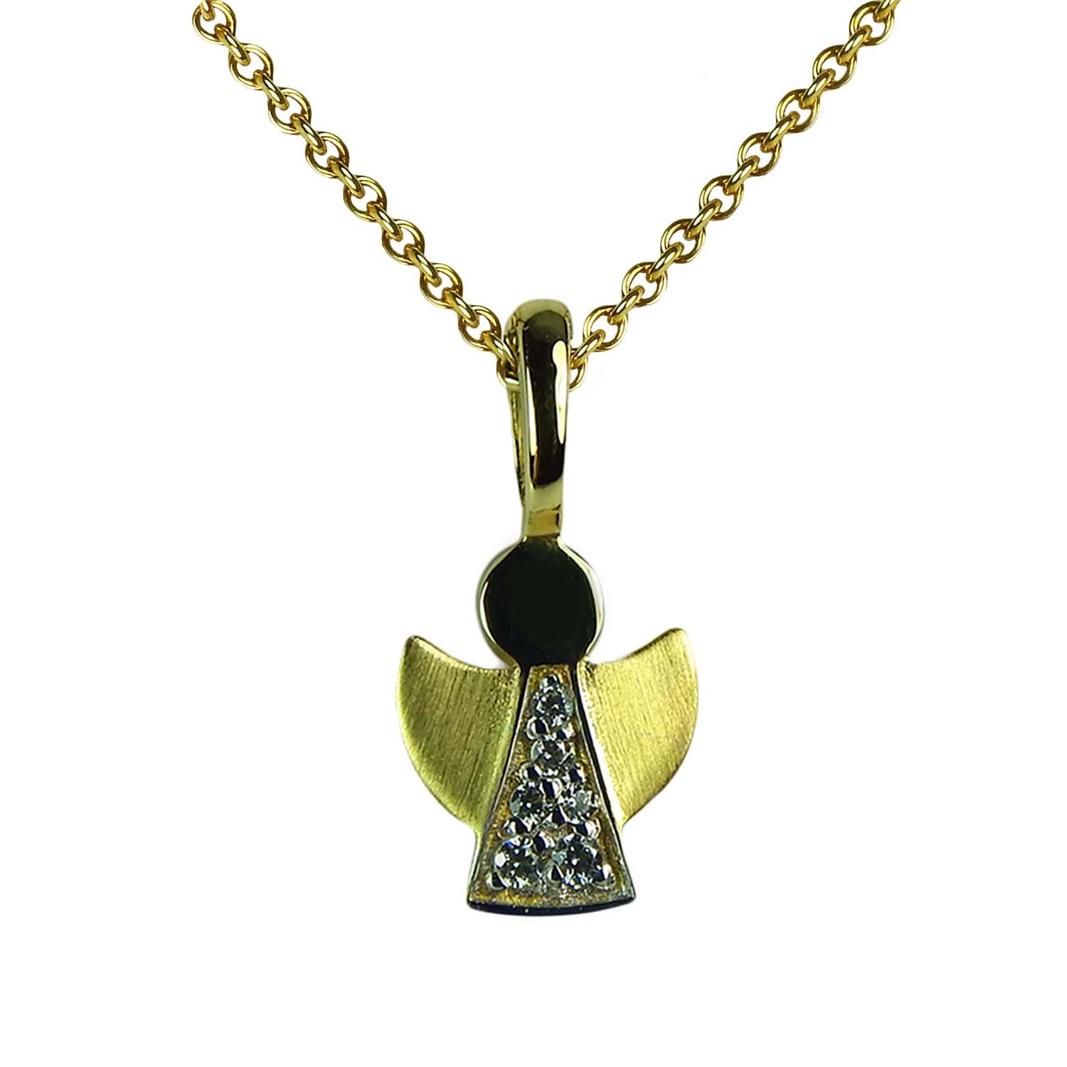 Anhänger Engel Gelbgold 585/000 Engelanhänger mit Zirkonia