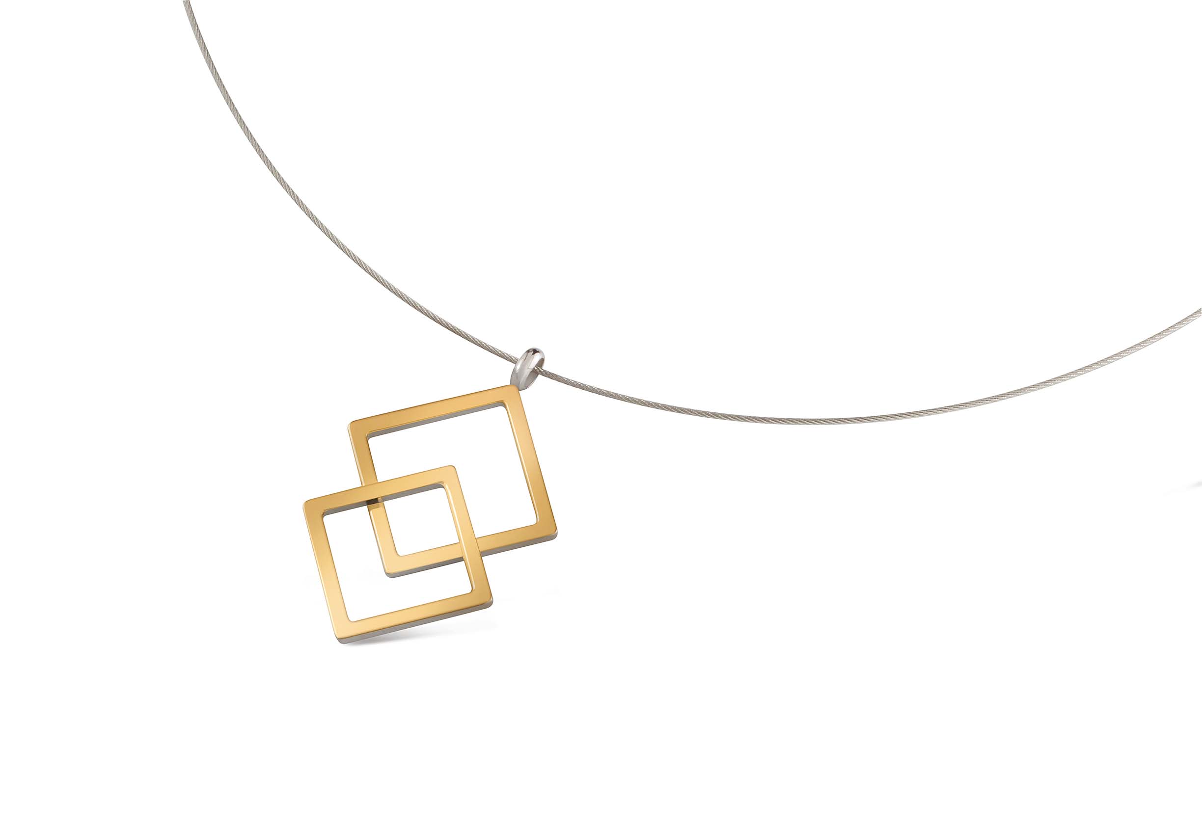 Boccia Anhänger für Damen nickelfrei Titan goldplattiert bicolor