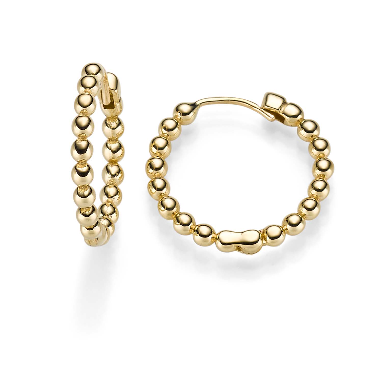 Creolen Gelbgold 585/000 Ohrringe mit Kügelchen