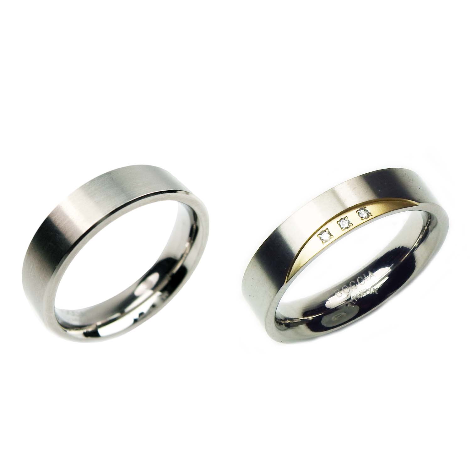 Boccia nickelfreie Trauringe Titan bicolor mit Diamanten Eheringe
