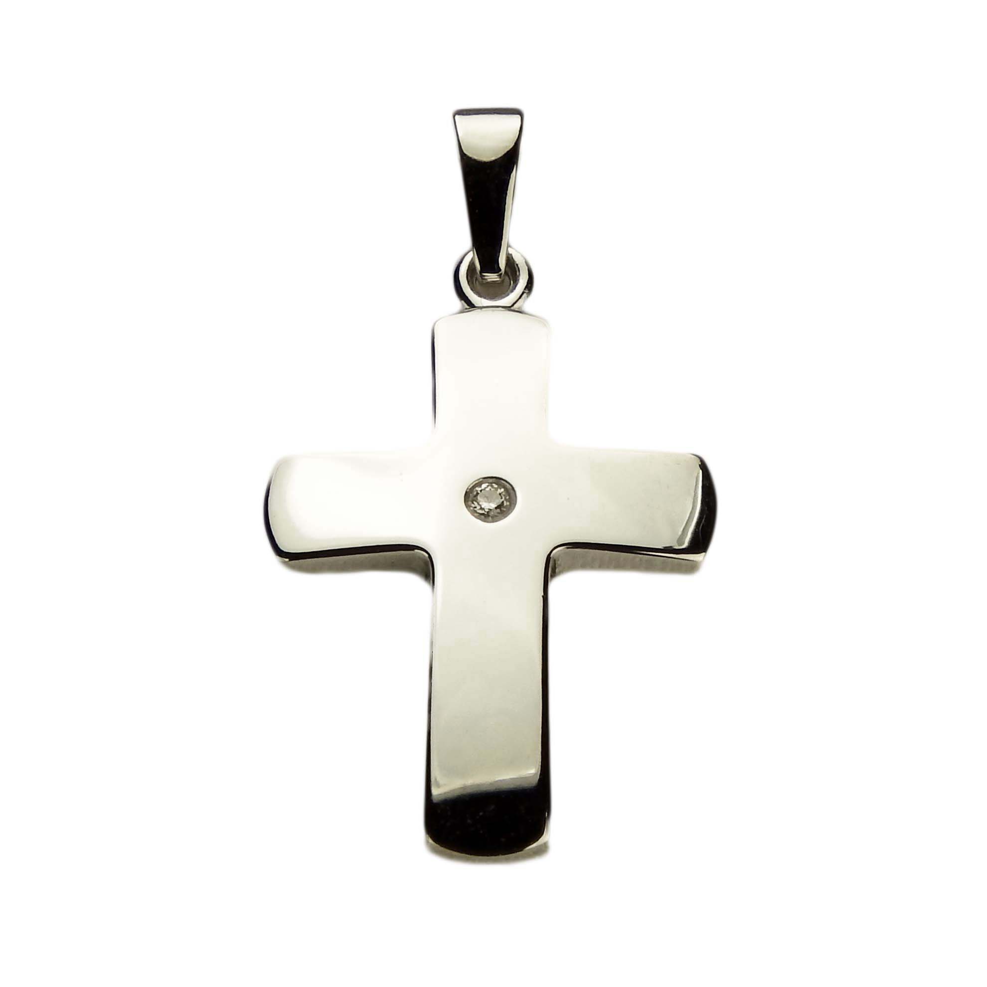 Kreuz Weißgold 585/000 mit Diamant