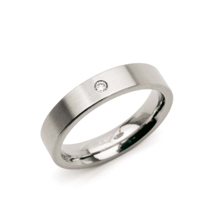 Nickelfreier Boccia Titanring Partnerring Trauring mit Brillant