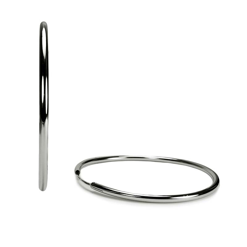 Große Silbercreolen Sterlingsilber rhodinierte, polierte Silberohrringe