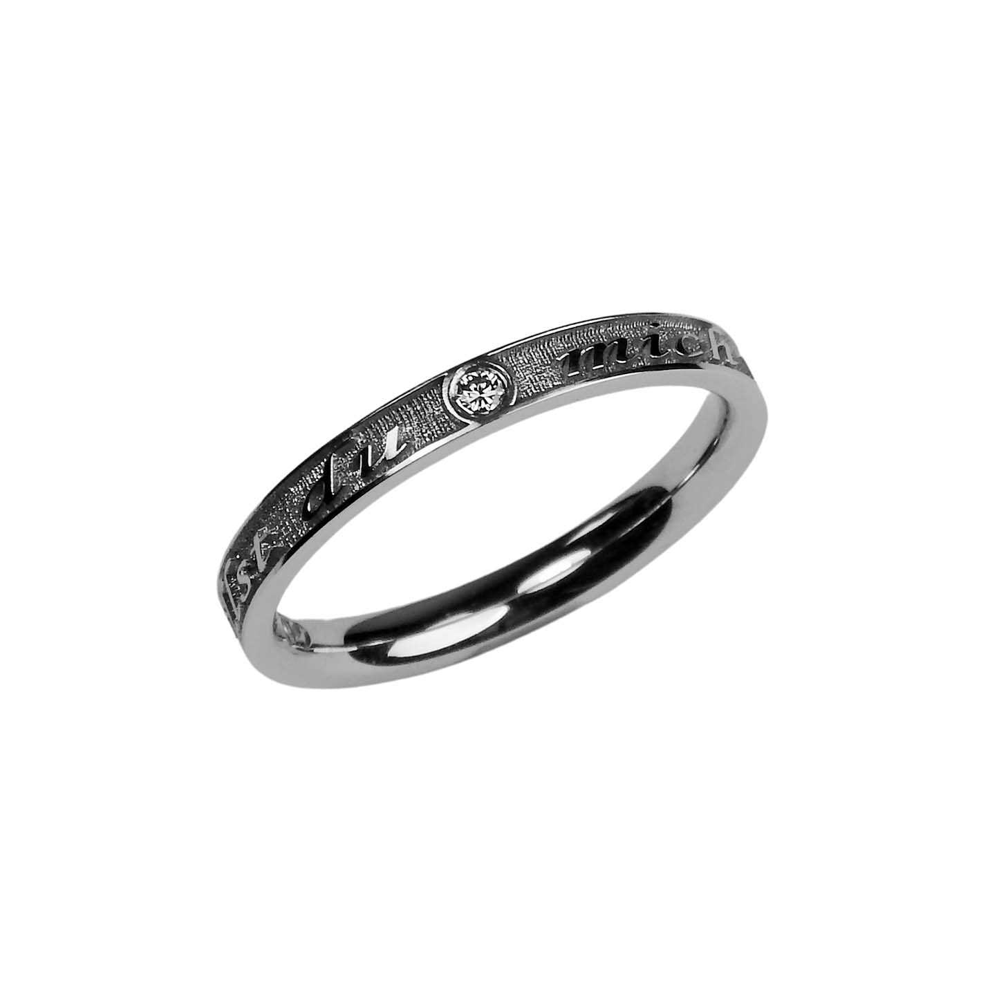 Liebelein-Ring mit Brillant rhodiniertes Sterlingsilber