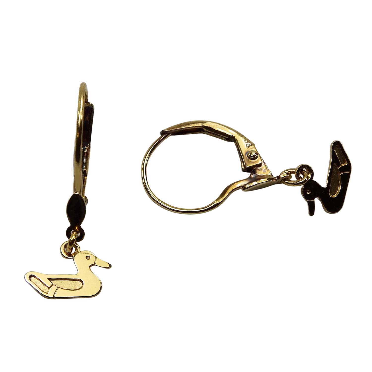 Kinderohrringe mit Enten Ohrhänger für Kinder Gelbgold 333/000