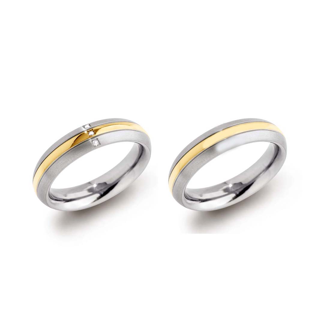 Boccia nickelfreie Trauringe Titan bicolor mit Diamanten Eheringe