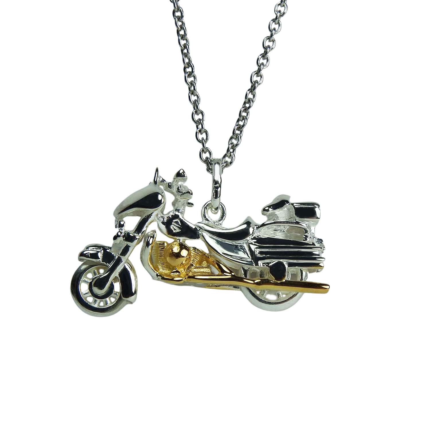 Motorrad-Anhänger Sterlingsilber bicolor massiv