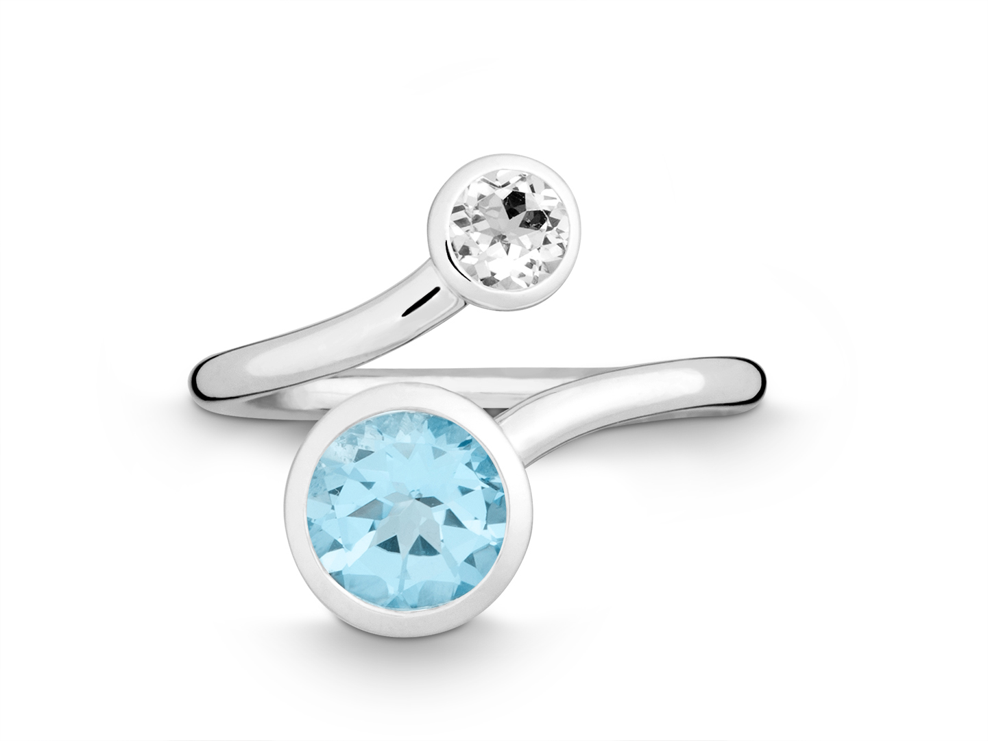 Quinn Ring Silber mit Blautopas und Weißtopas