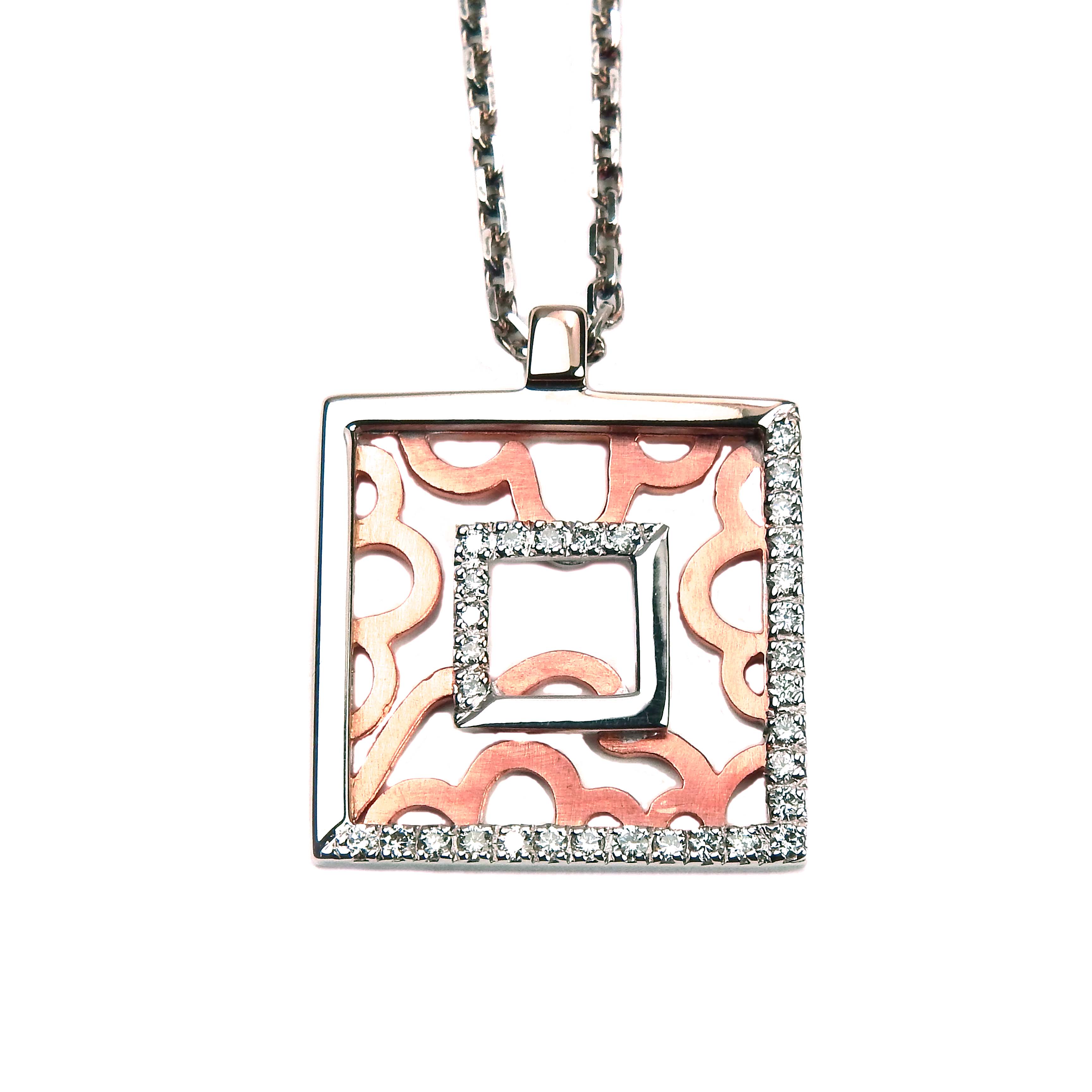 Brillantanhänger Gold bicolor rosé weiß