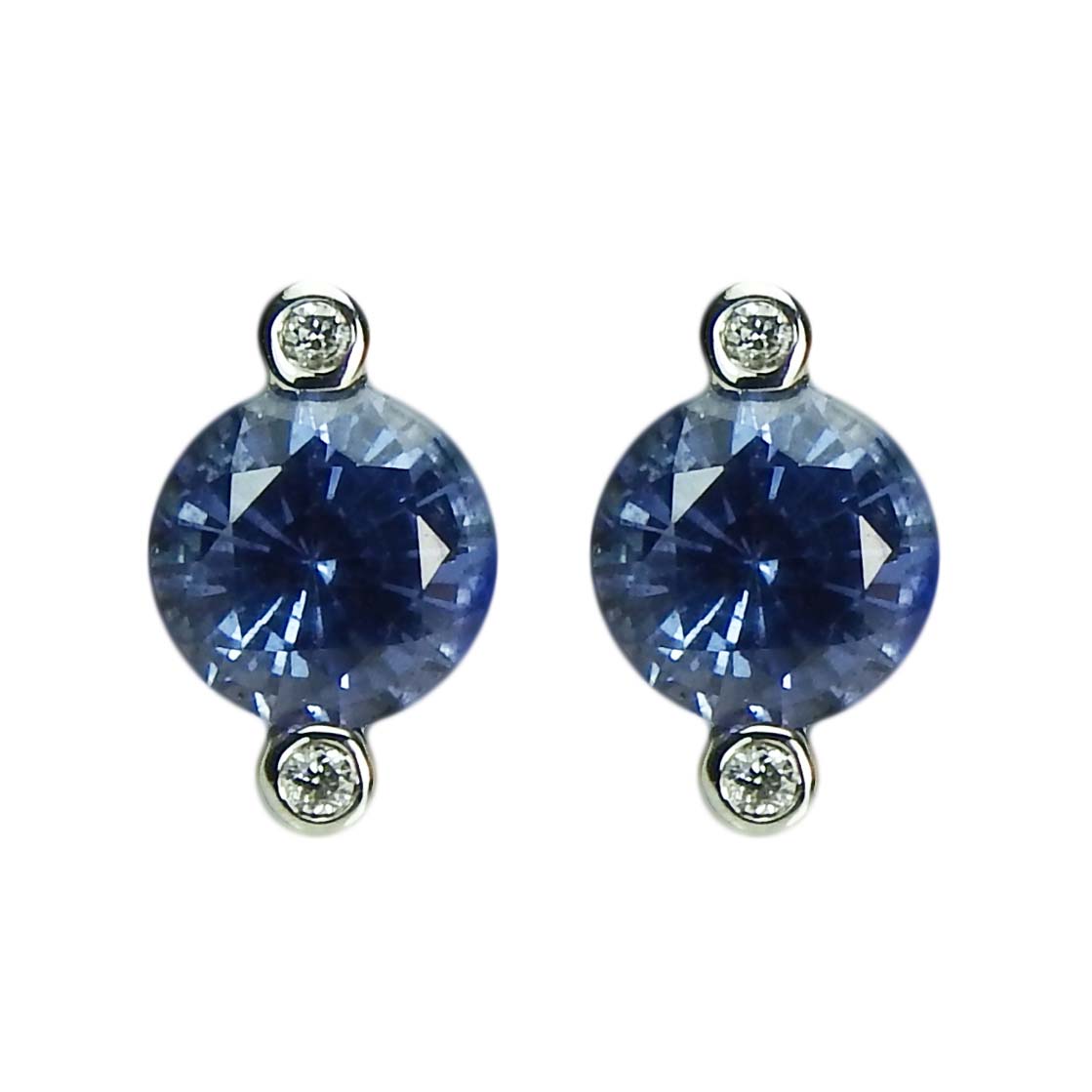 Safirohrstecker Weißgold mit Diamanten