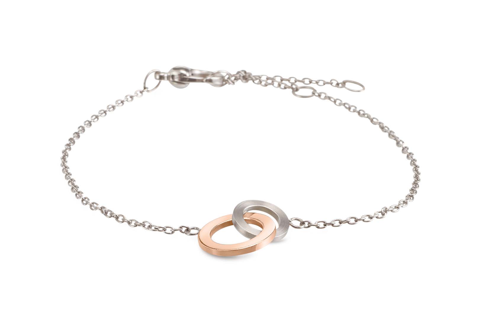 Boccia nickelfreies Armband Titan bicolor rosé goldplattiert