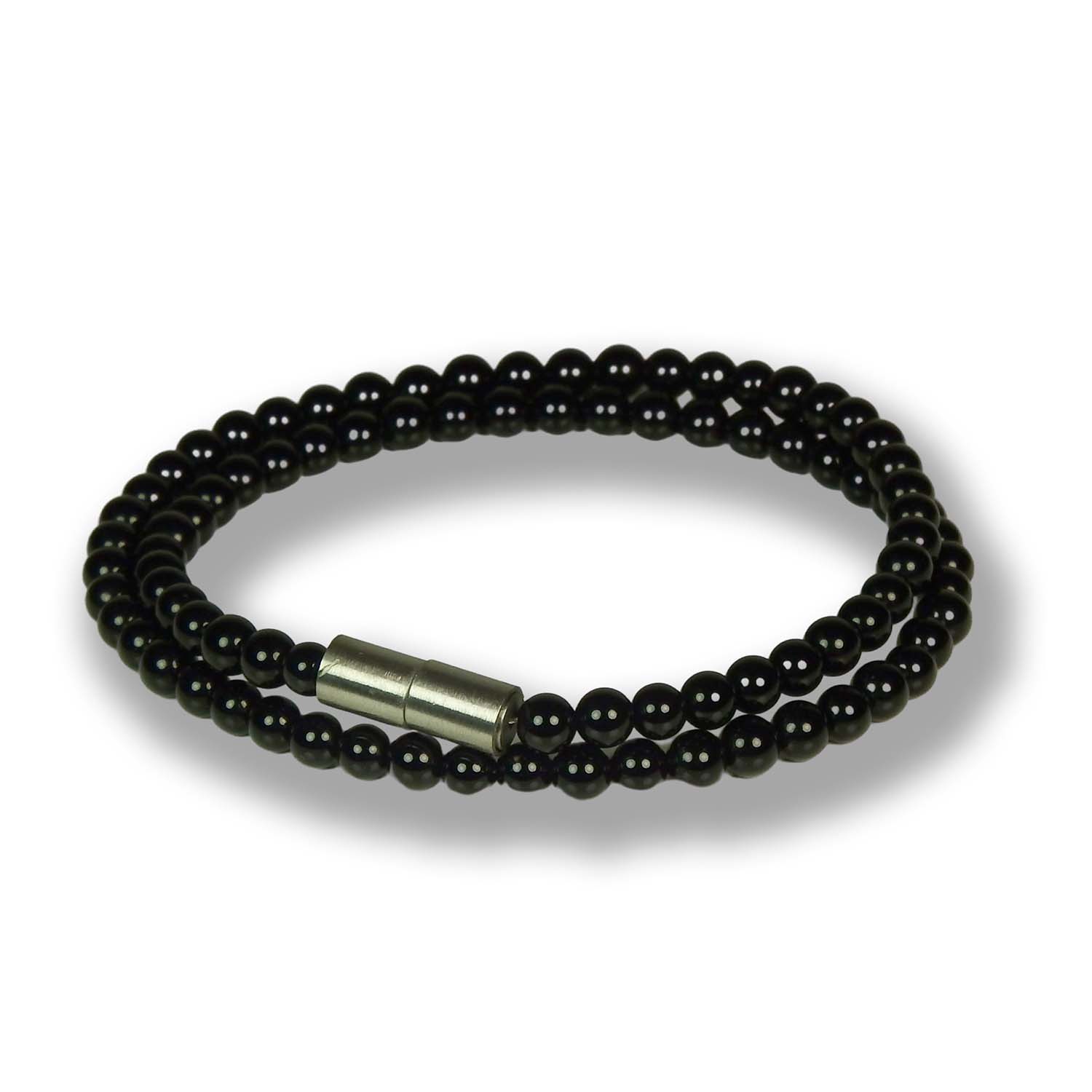 Seemannsgarn-Steinarmband Onyx 4 mm doppelt