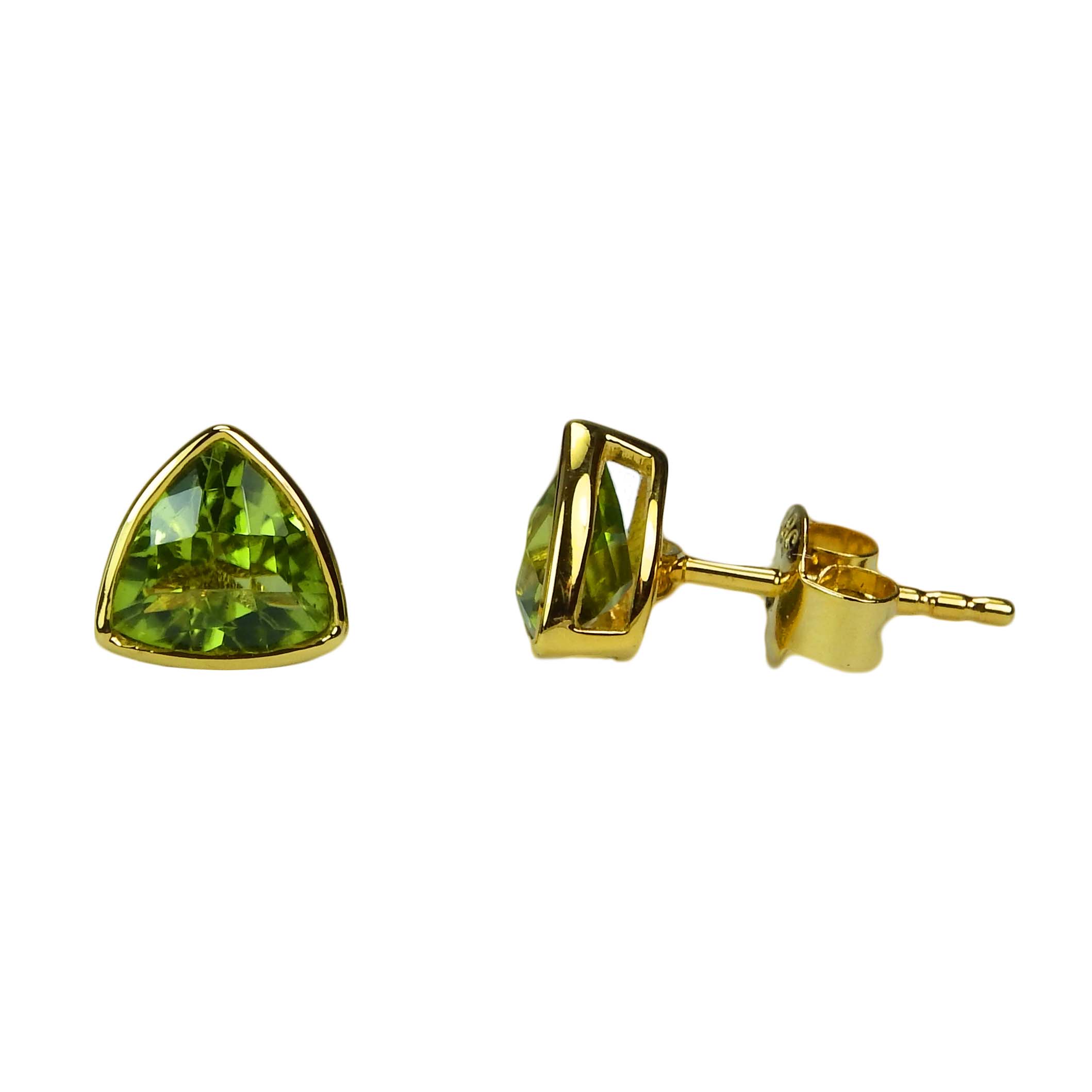 Ohrstecker Gelbgold 585/000 mit facettierten Peridots dreieckige Form