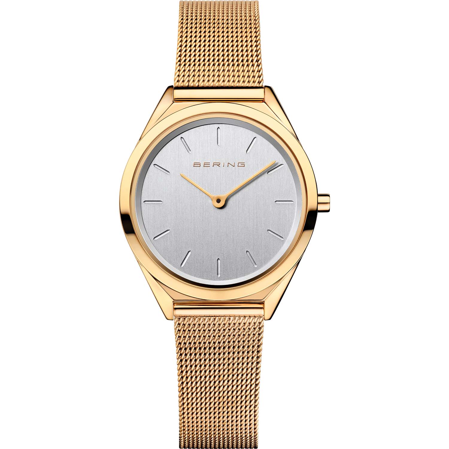 Bering Damenuhr Ultra Slim Quartz Edelstahl goldplattiert