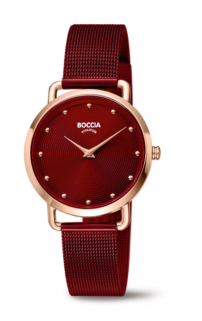 Boccia Damenuhr Quartz Titan rosé goldplattiert mit Edelstahlband