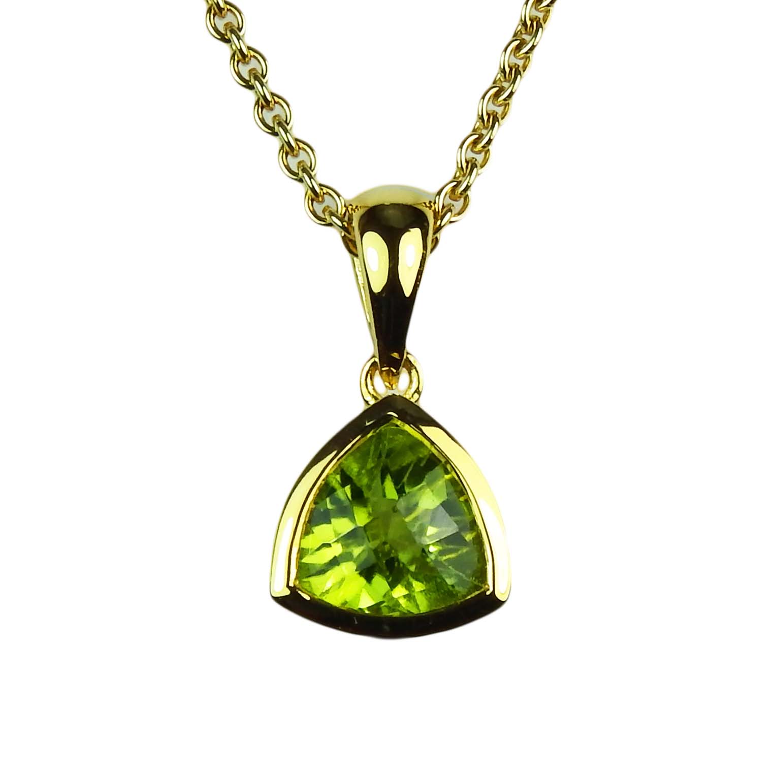 Peridotanhänger Gelbgold 585/000 Anhänger mit Peridottriangel