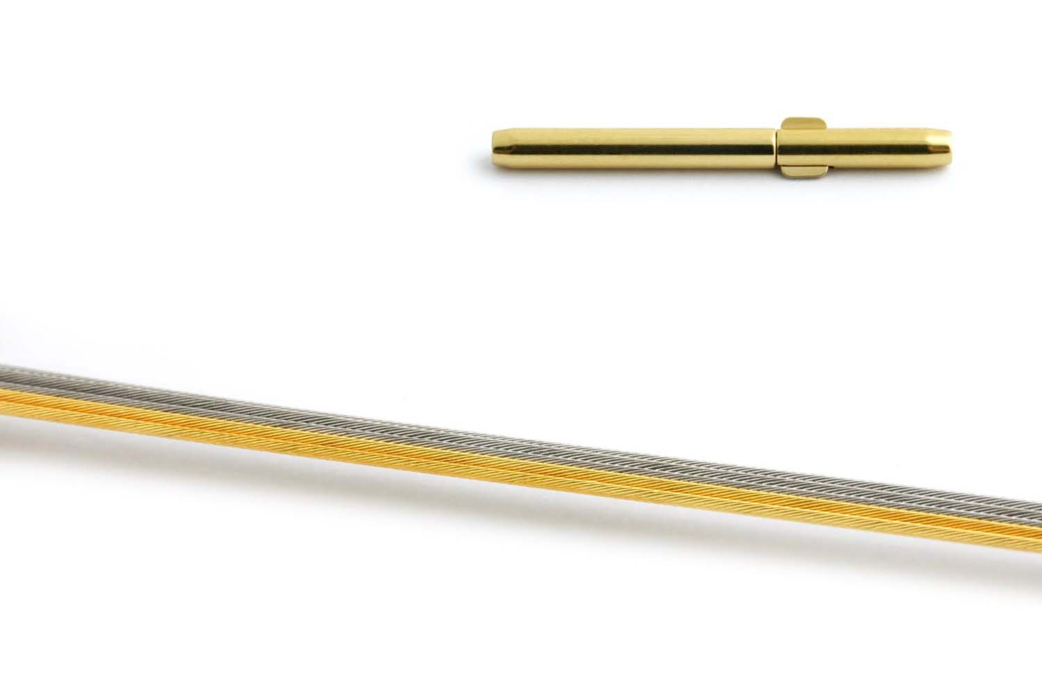 Halsreif Edelstahl bicolor 5reihig mit Doppelclip-Schließe