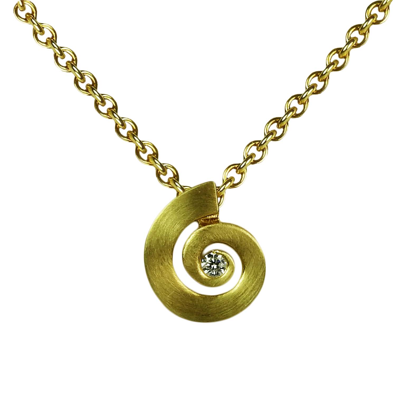 Halskette mit Brillantanhänger Gelbgold 585/000 massiv Schneckenmotiv