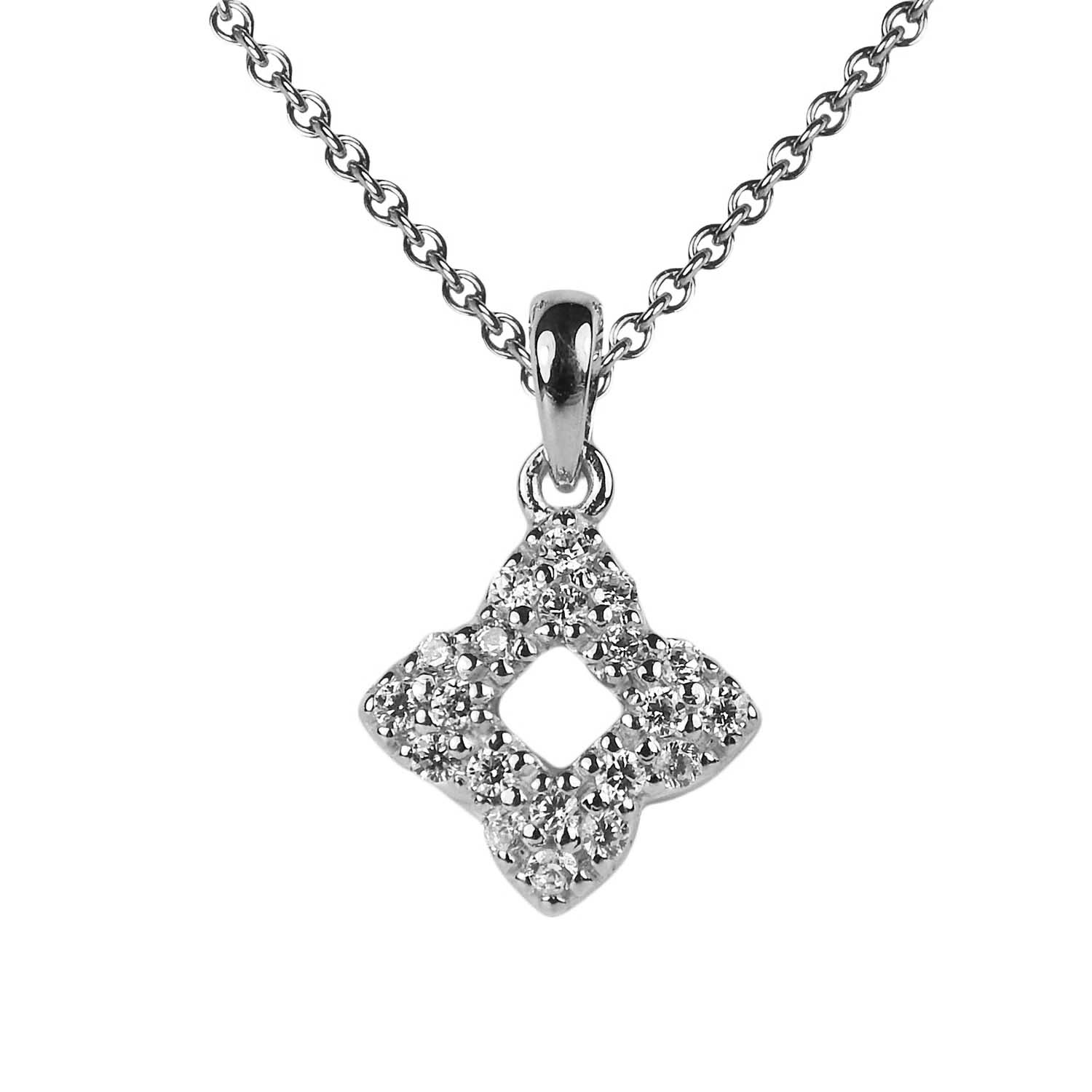 Ratius Halskette mit Zirkonia-Anhänger Sterlingsilber rhodiniert