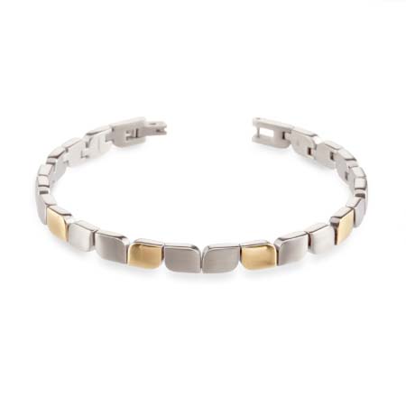 Boccia nickelfreies Armband Titan bicolor goldplattiert