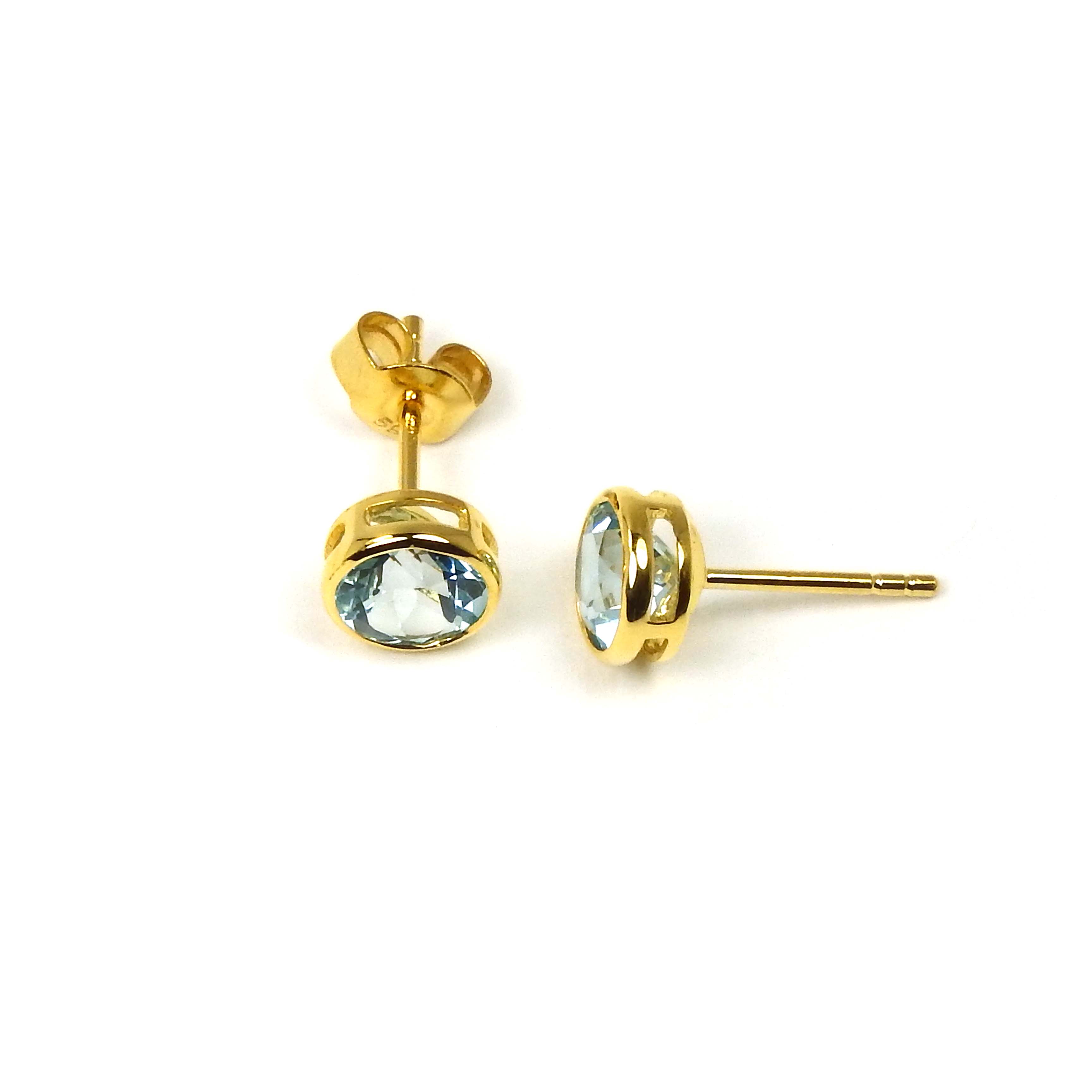 Ohrstecker Gelbgold 585/000 mit Blautopasen, Blautopasohrringe