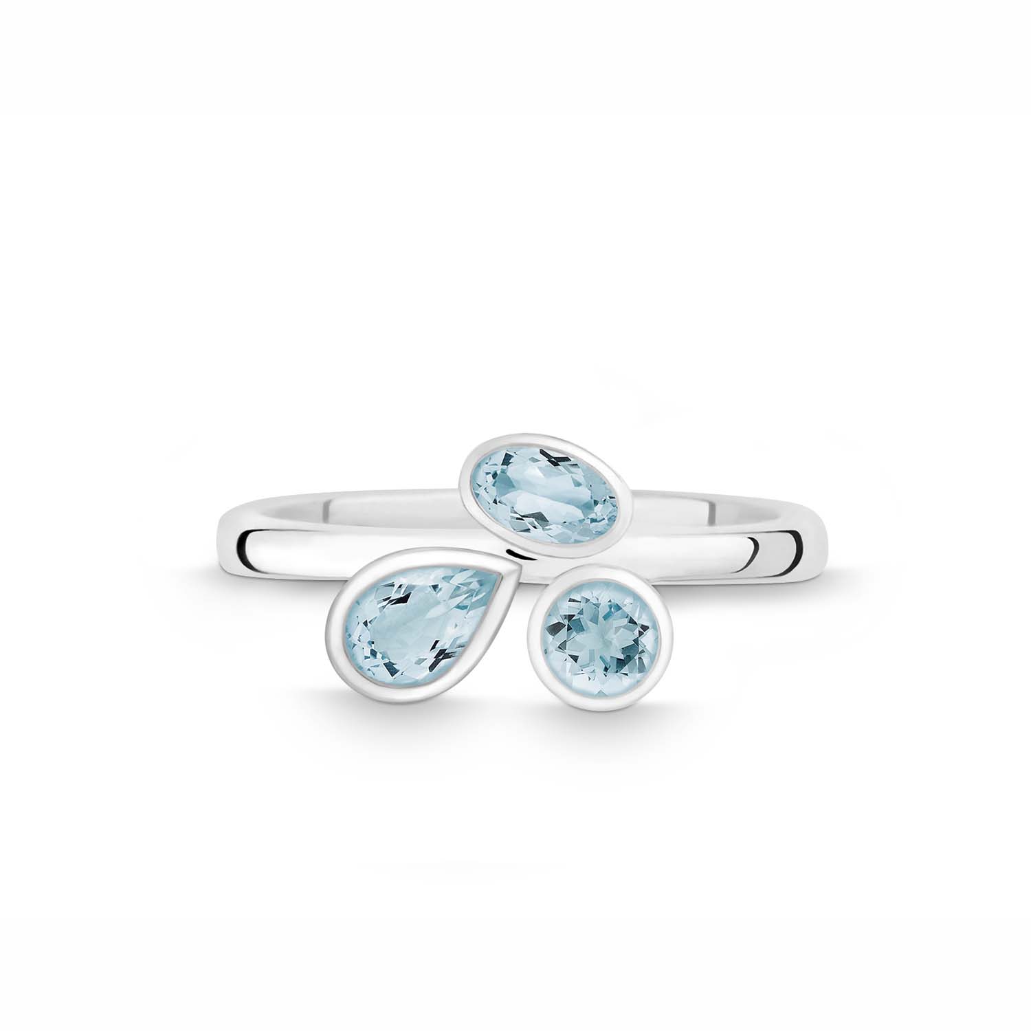 Quinn Damenring Sterlingsilber mit Blautopasen