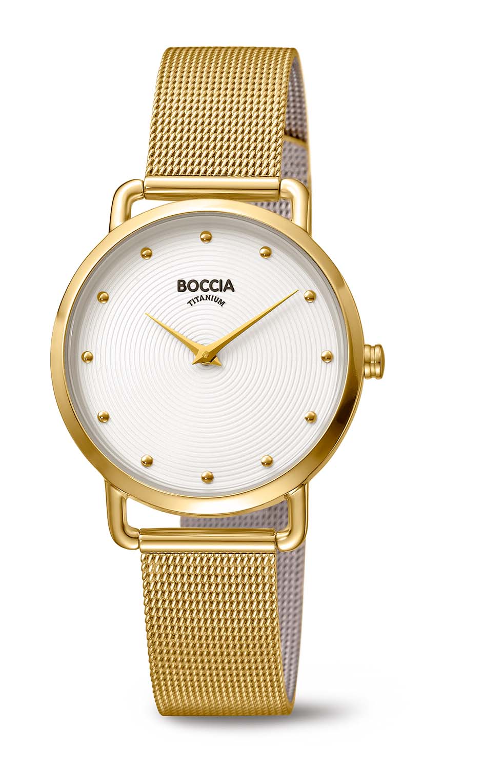 Boccia Damenuhr Quartz Titan goldplattiert mit Edelstahlband