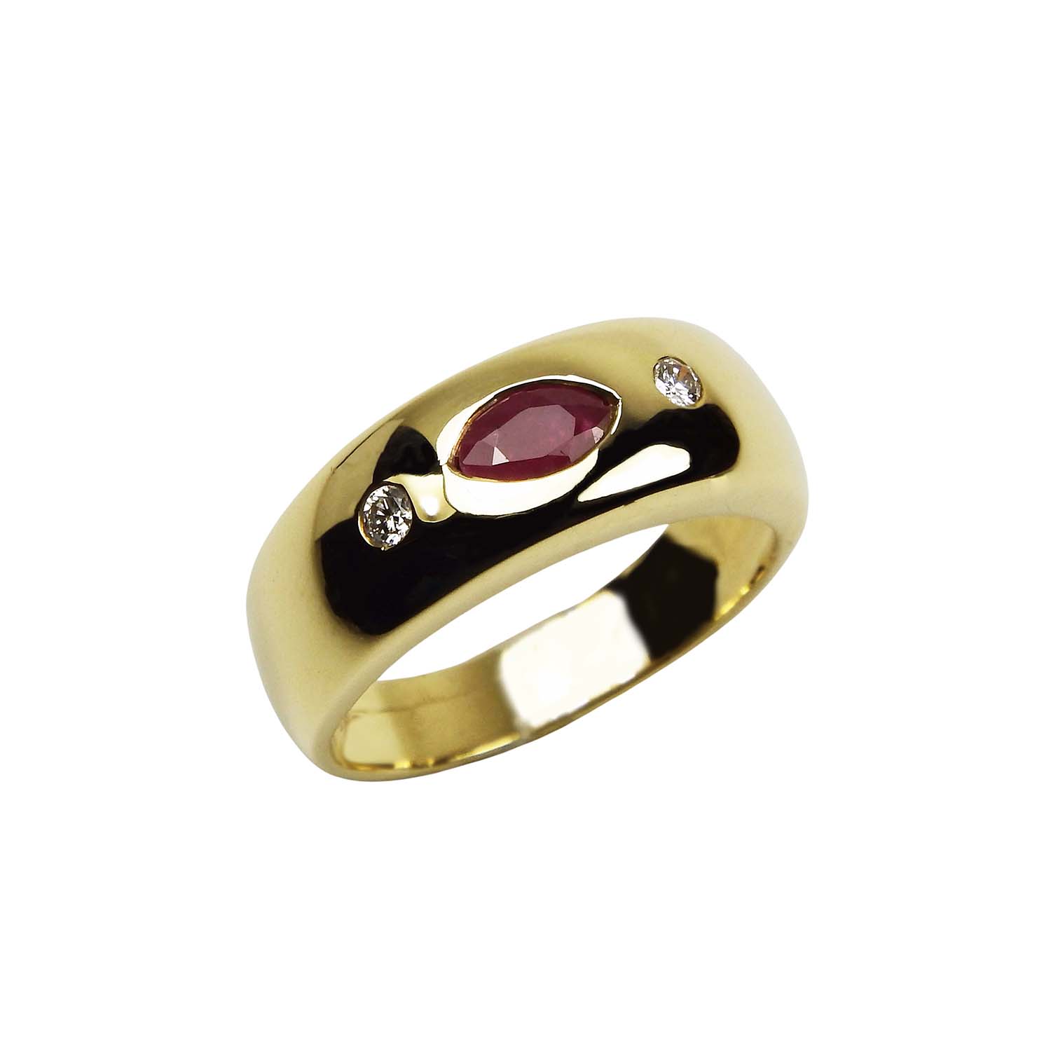 Rubinring Gelbgold 585/000 mit Brillanten