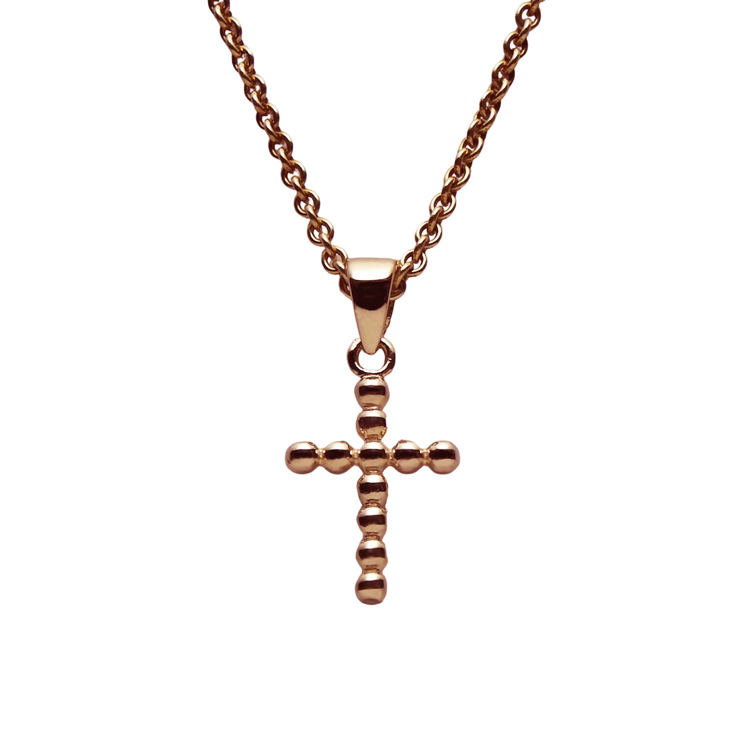 Kreuz Roségold 585/000 Roségoldkreuz Kügelchen