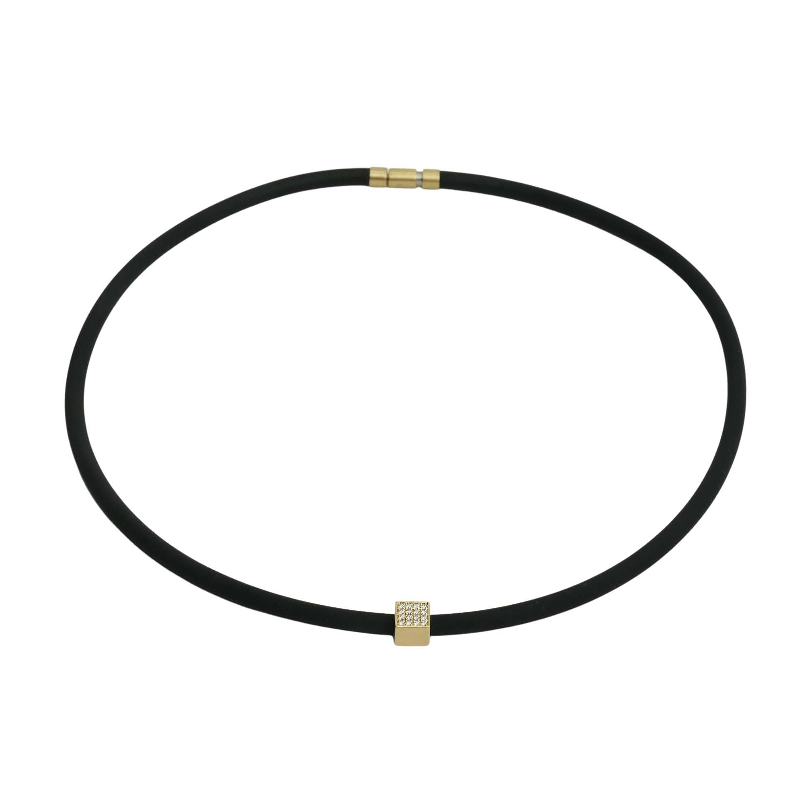 Bunz Collier Gelbgold 750/000 und Kautschuk mit Brillanten